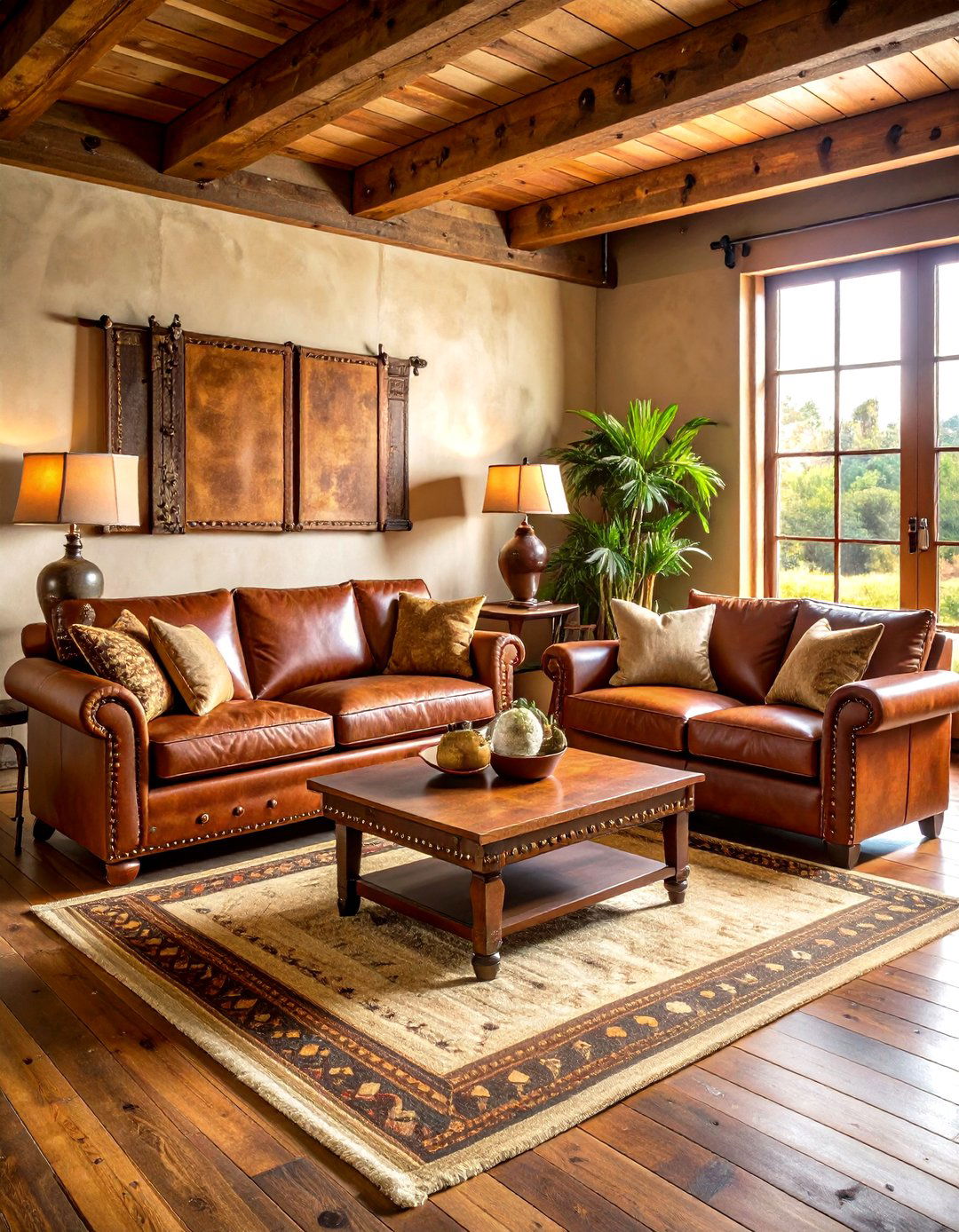 Rustic Leather Seating Arrangement - 24 Cowboy Room Decor Ideas