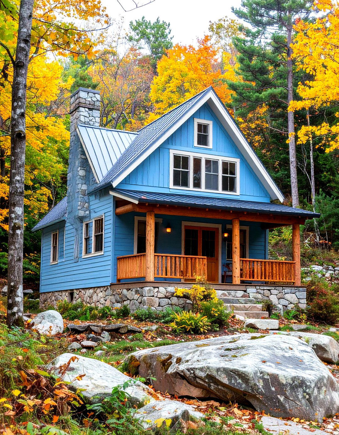 Rustic Light Blue Mountain Cabin - 24 light blue house exterior ideas