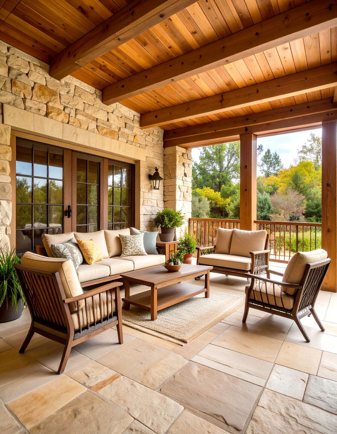 Rustic Limestone Retreat - 24 Stone Porch Ideas