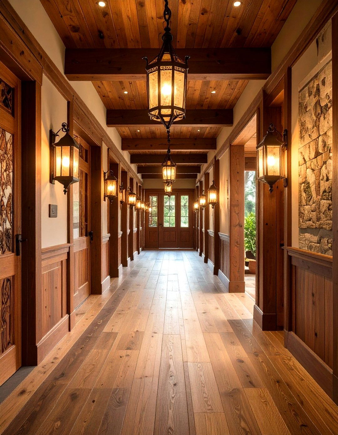 Rustic Lodge Dark Wood Theme - 24 Dark Hallway Ideas