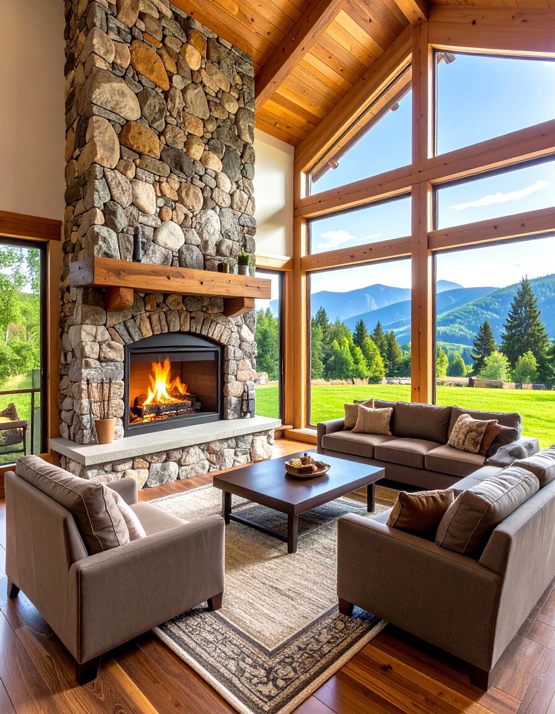 Rustic Lodge Gas Fireplace Design - 24 Gas Fireplace Ideas