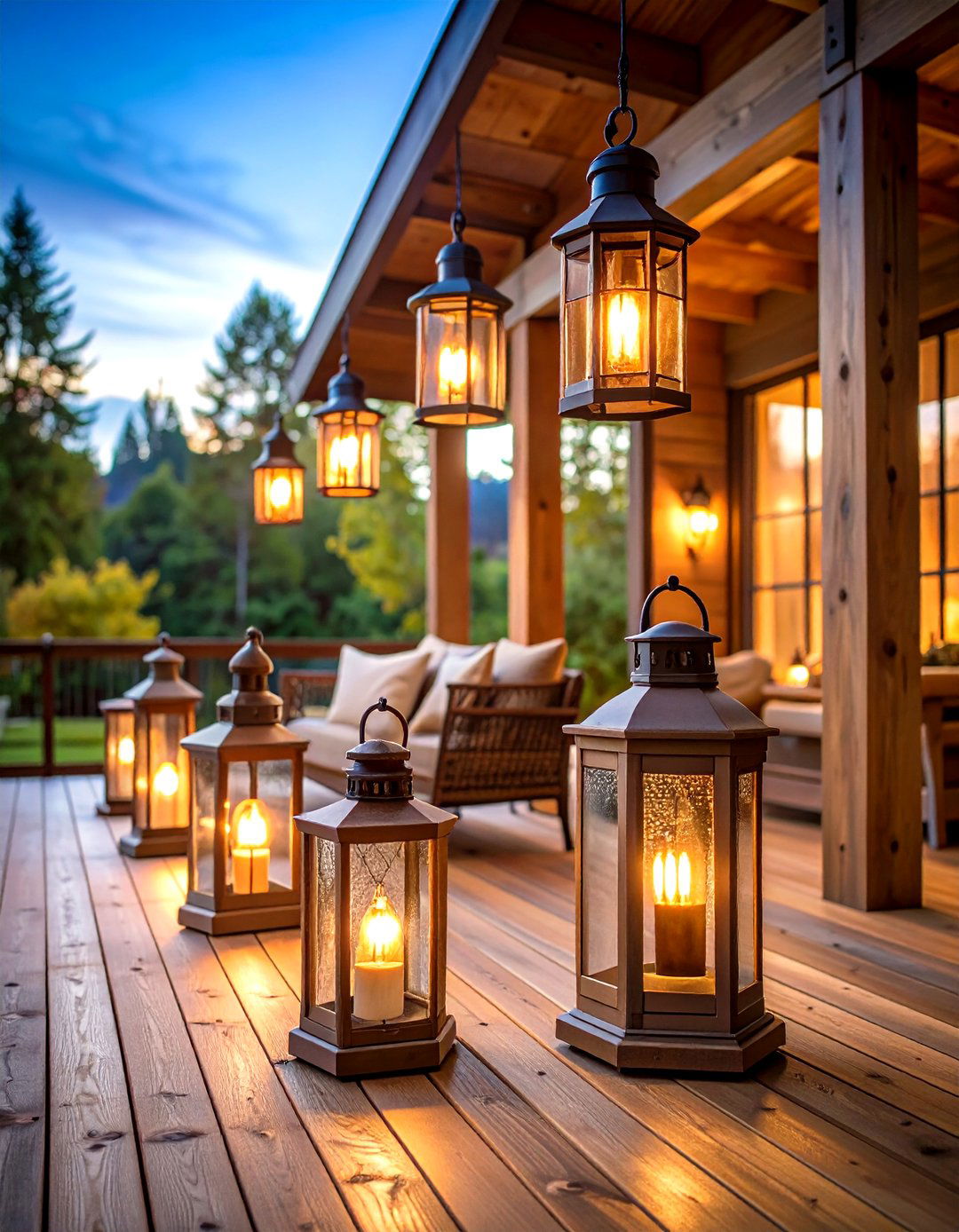 Rustic Lodge Style Deck Lighting - 24 Deck Lighting Ideas