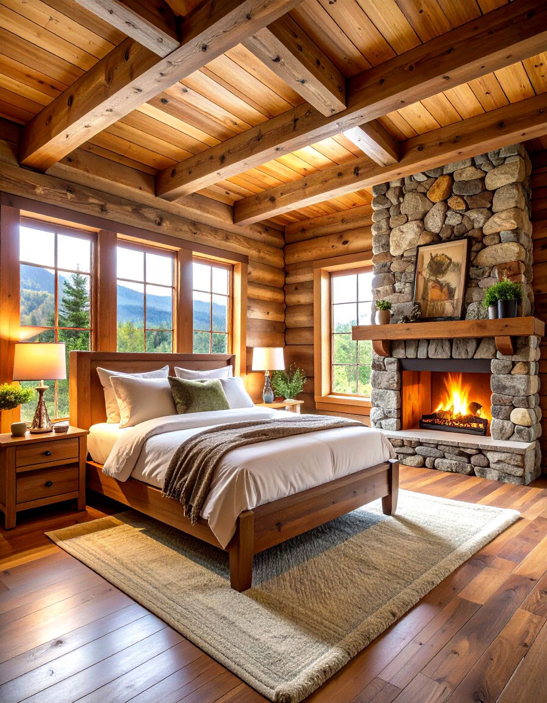 Rustic Log Cabin Bedroom - 24 Hunting Bedroom Ideas