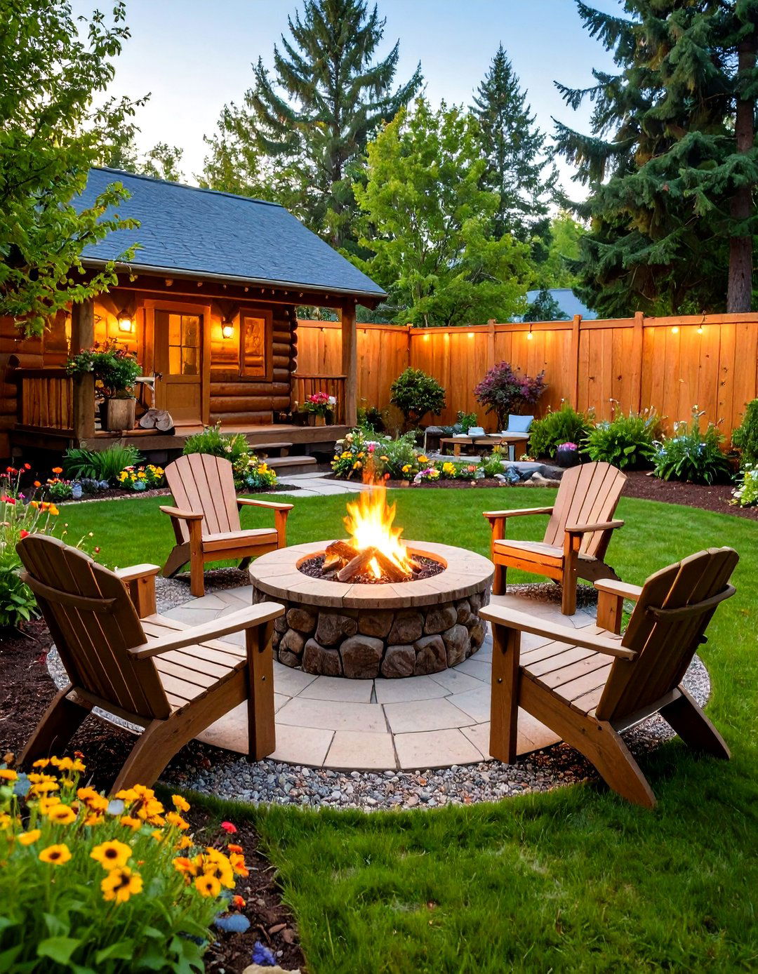 Rustic Log Cabin Fire Pit with Split Rail Fencing - 24 Fire Pit Ideas