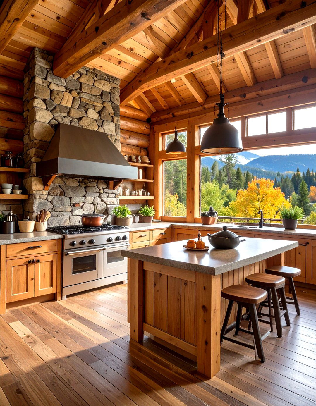 Rustic Log Cabin Outdoor Kitchen with Mountain Lodge Appeal - 24 Outdoor Kitchen Designs