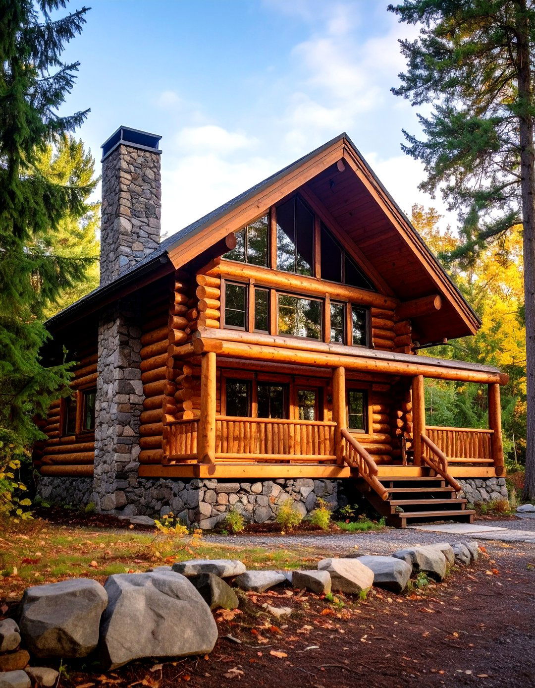 Rustic Log Cabin with Chinking Details - 24 Aesthetic House Exterior Ideas