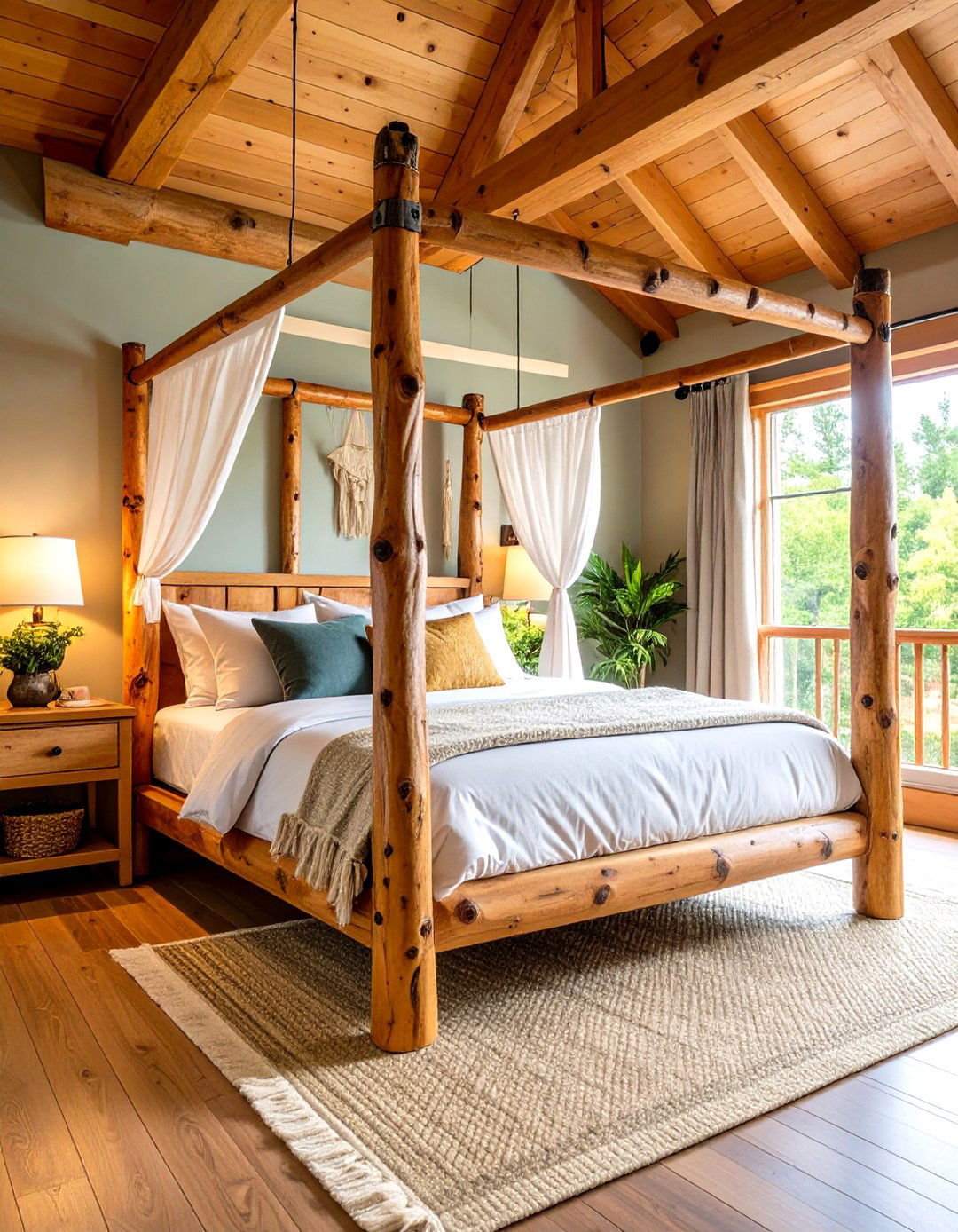 Rustic Log Canopy Bed Design - 24 Canopy Bed Ideas
