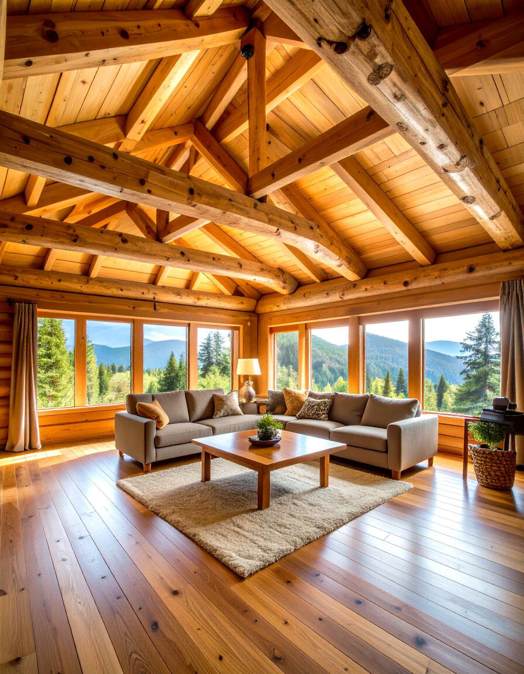 Rustic Log Ceiling Beams - 24 Decorative Ceiling Beam Ideas