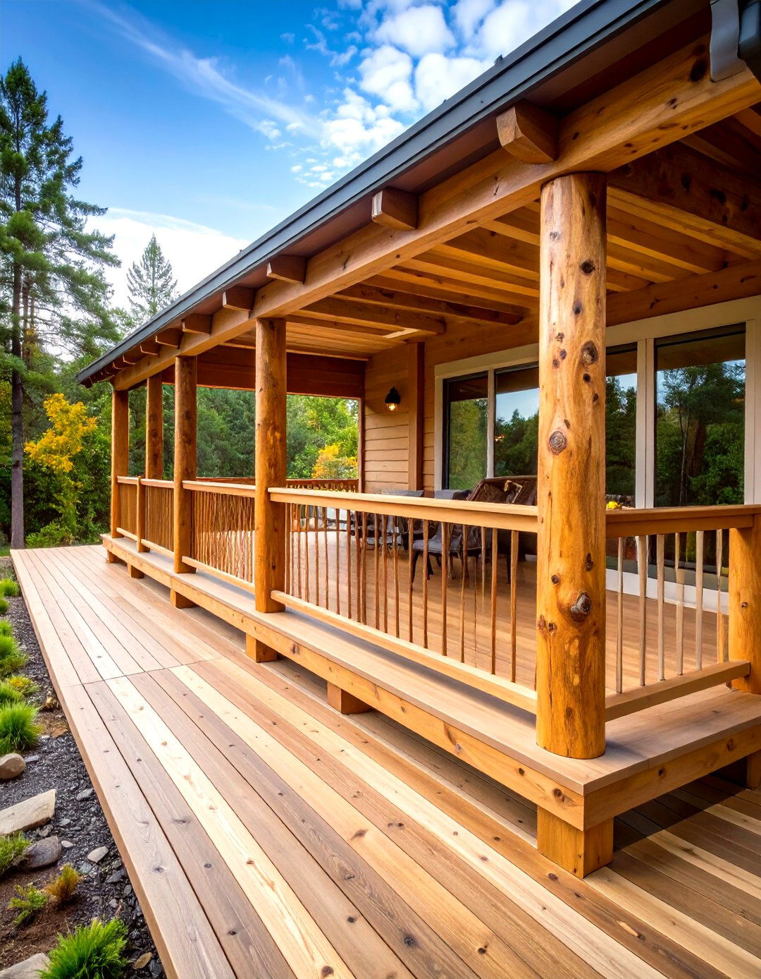 Rustic Log Railing Construction - 24 Deck Railing Ideas