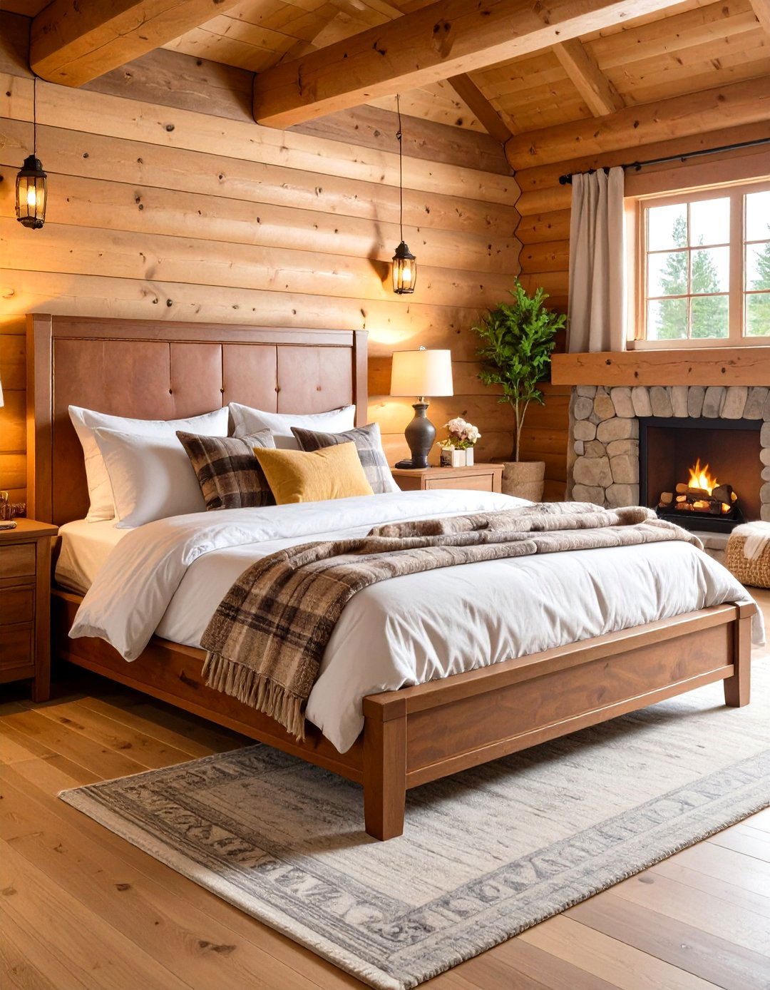 Rustic Mahogany Cabin Bedroom - 24 Dark Wood Bedroom Ideas