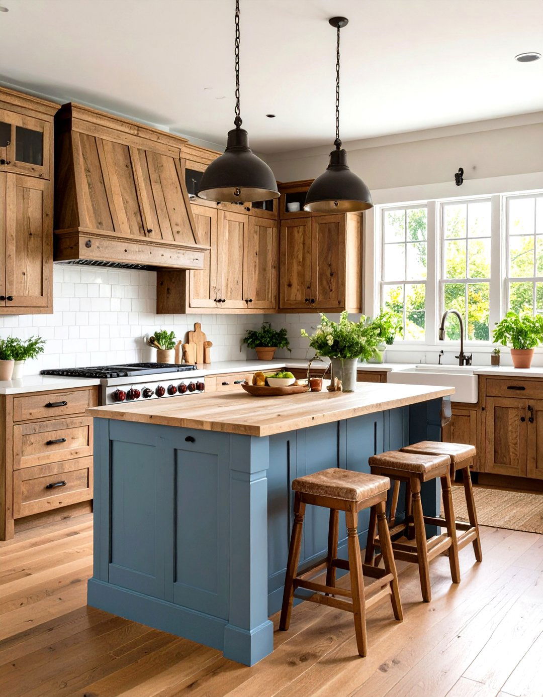 Rustic Maple Cabinets with Distressed Finish and Mixed Textures - 24 Maple Kitchen Cabinets Ideas