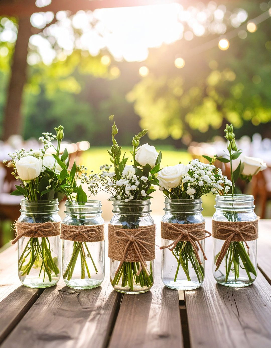 Rustic Mason Jar Charm - 24 Bud Vase Wedding Centerpiece Ideas