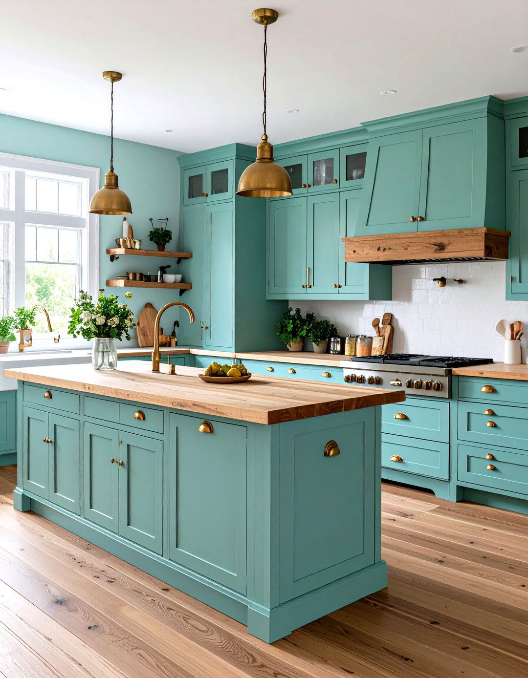 Rustic Mint Butcher Block Kitchen - 24 Mint Kitchen Decor Ideas