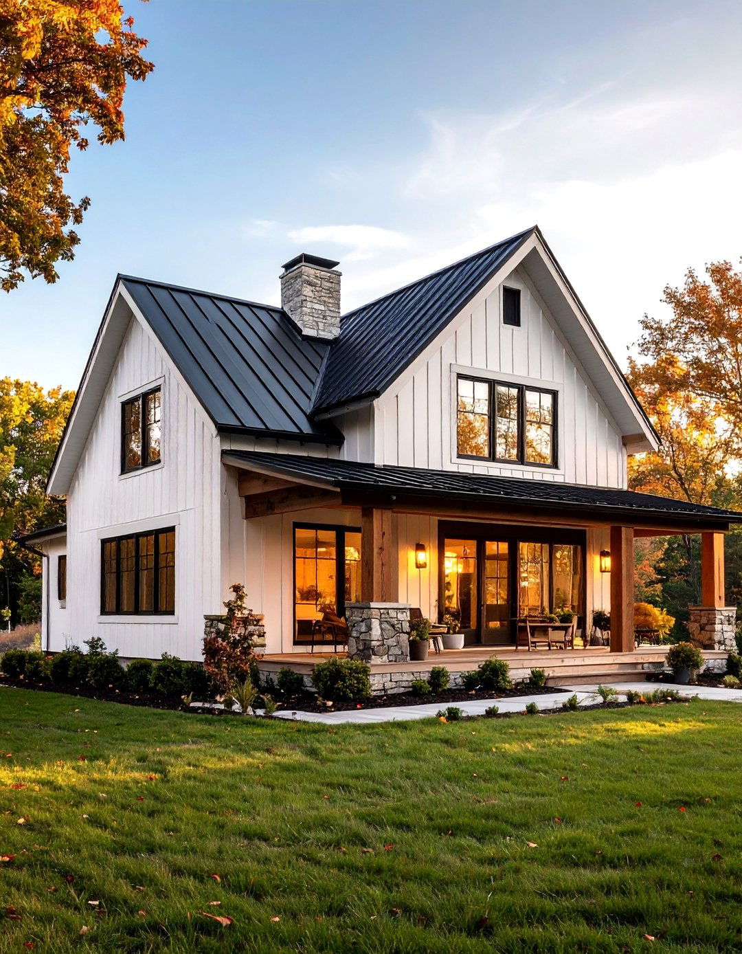 Rustic Modern Fusion - 24 White Exterior Home with a Black Roof Ideas