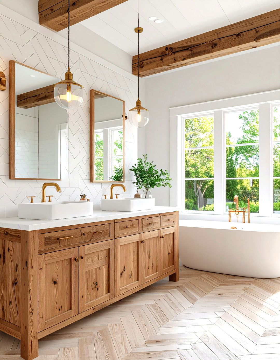 Rustic Modern Fusion - 24 White and Gold Bathroom Ideas