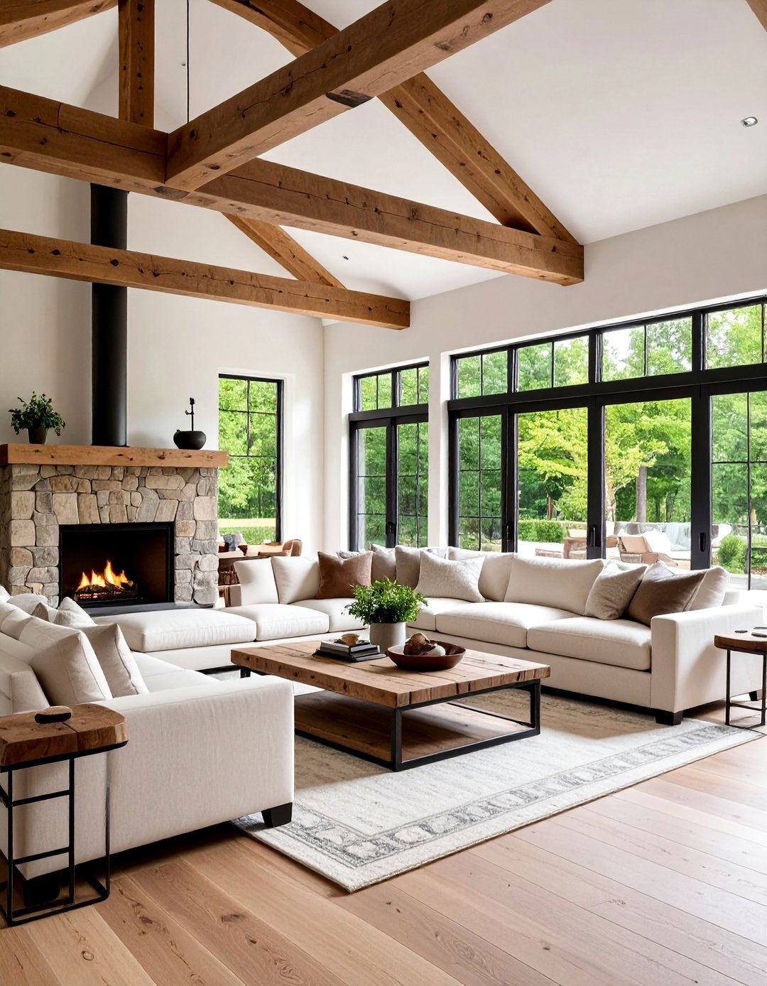 Rustic Modern Living Room - 24 Cream and Black Living Room Ideas