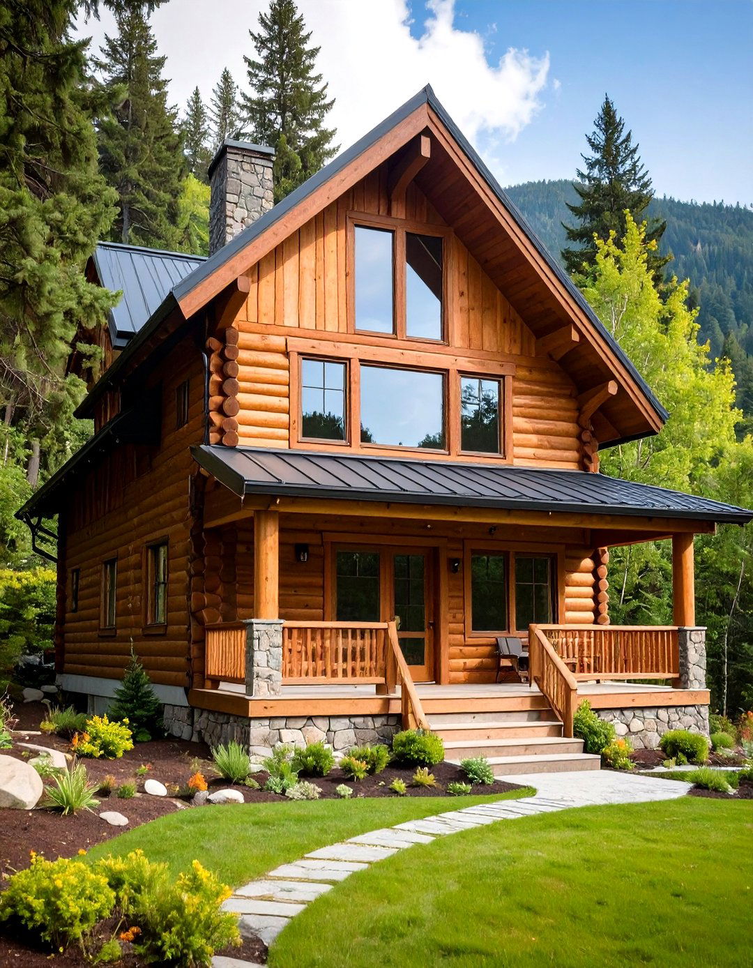 Rustic Mountain Cabin Style - 24 houses with black roofs