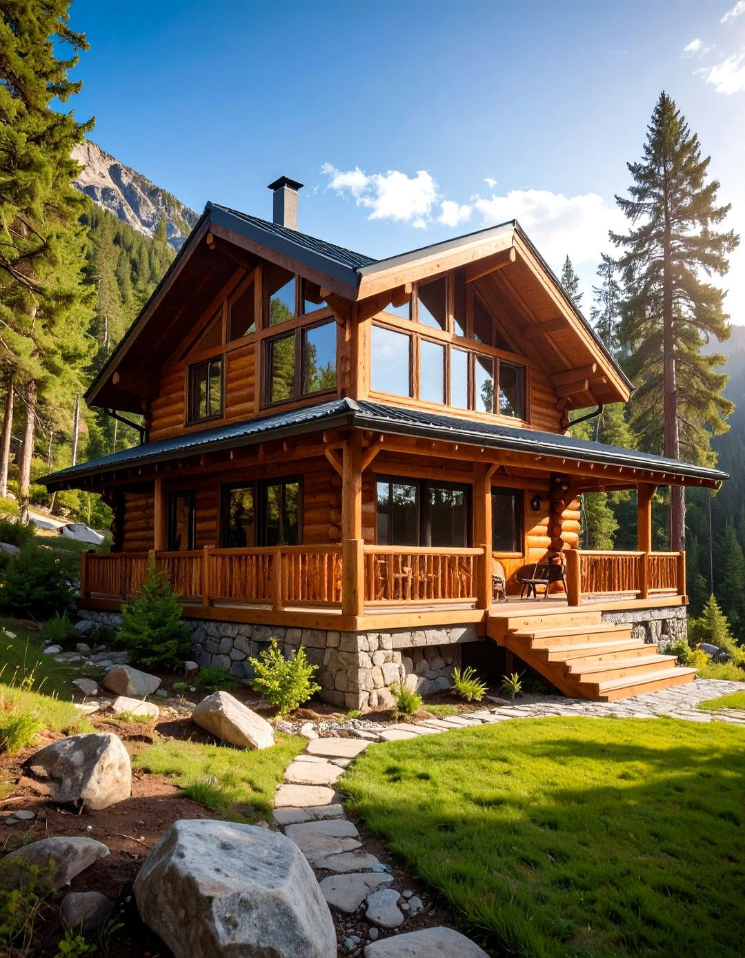 Rustic Mountain Lodge - 24 Houses With Black Windows