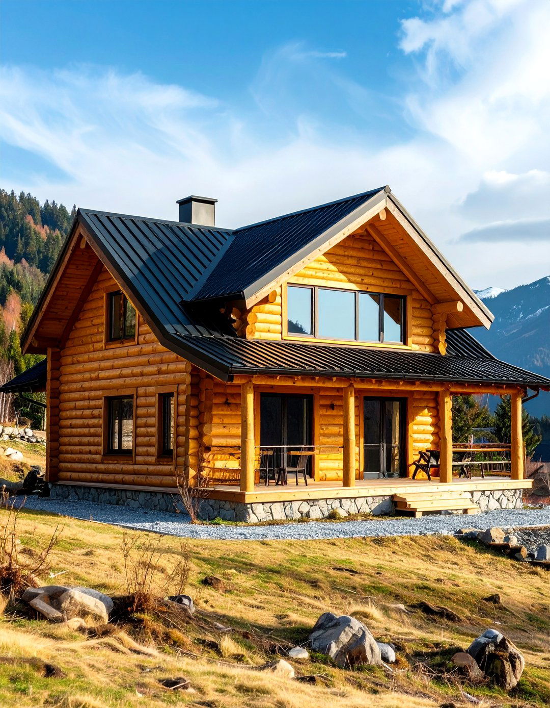 Rustic Mountain Lodge - 24 beige and black house exterior ideas