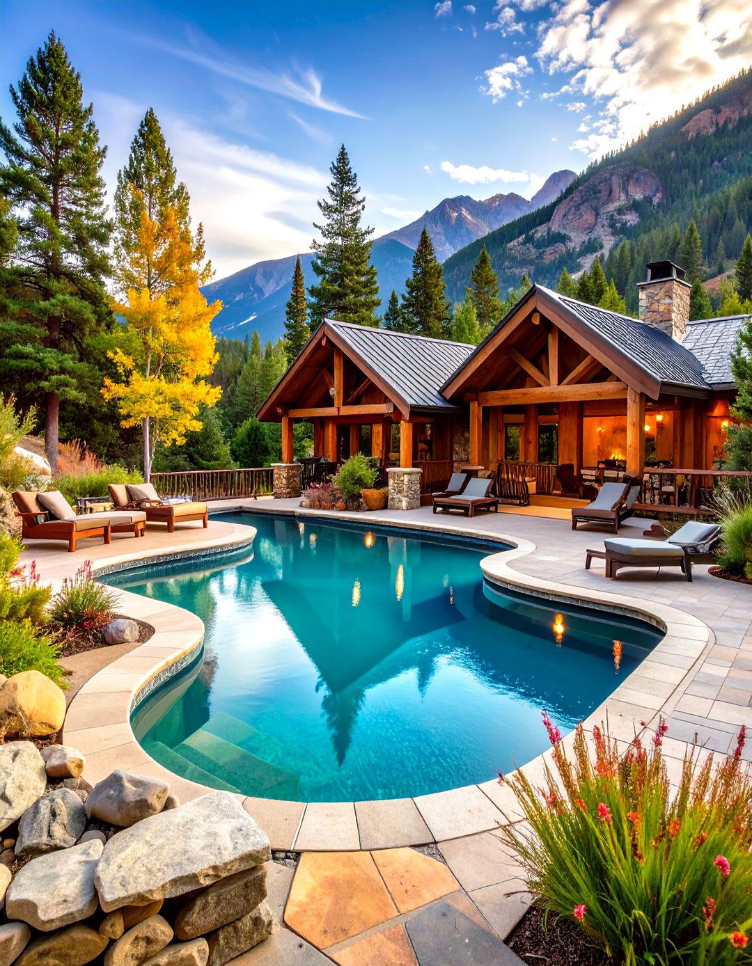 Rustic Mountain Pool Retreat - 24 Pool Landscaping Ideas