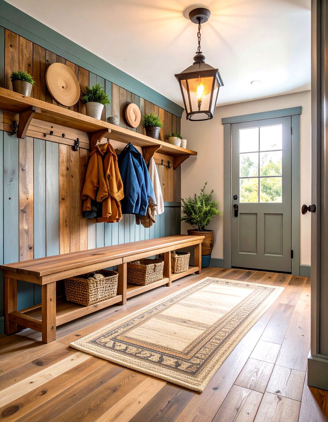 Rustic Mudroom with Reclaimed Wood - 24 Mud Room Ideas