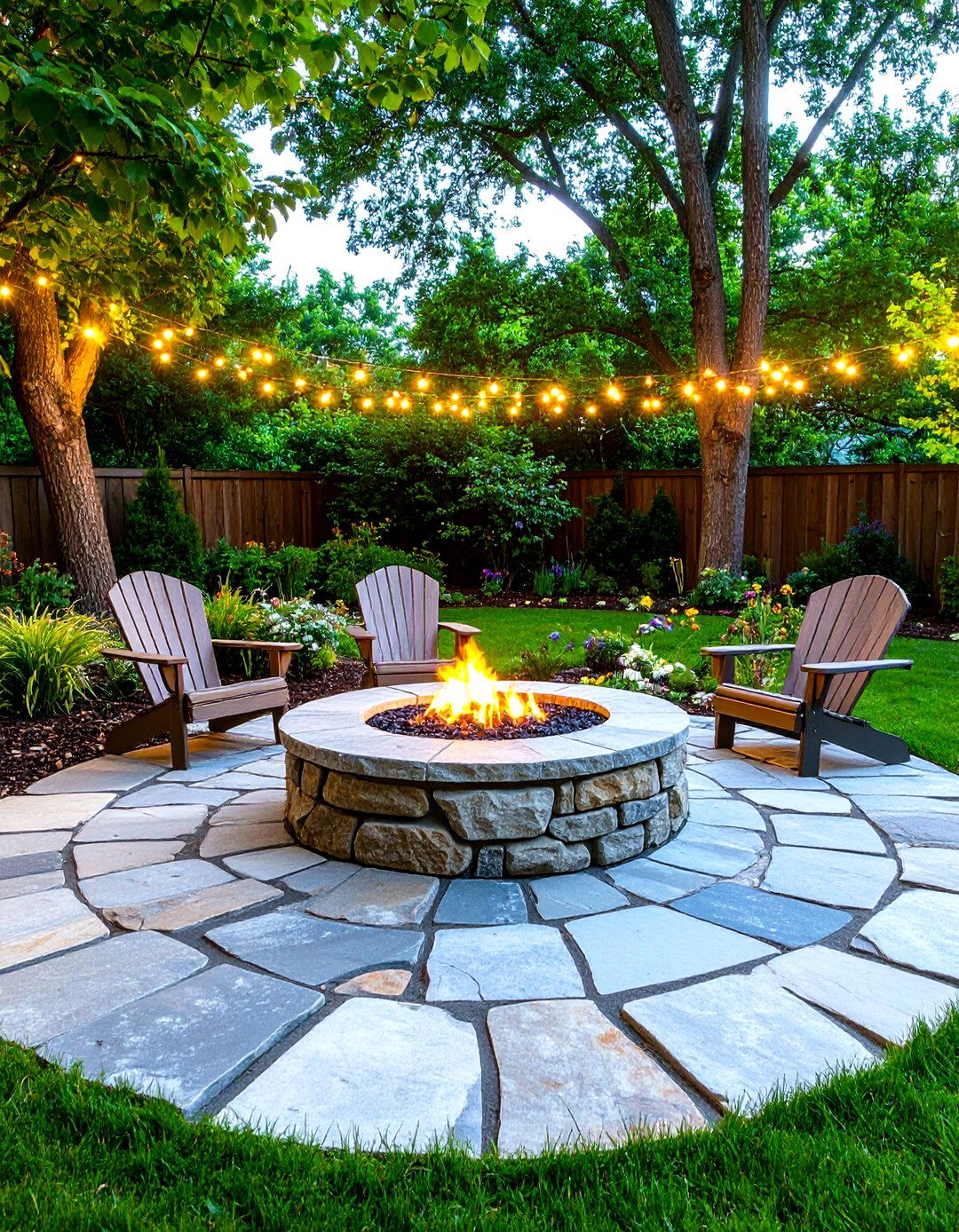 Rustic Natural Stone Circle Firepit Retreat - 24 Patio Ideas With Firepit