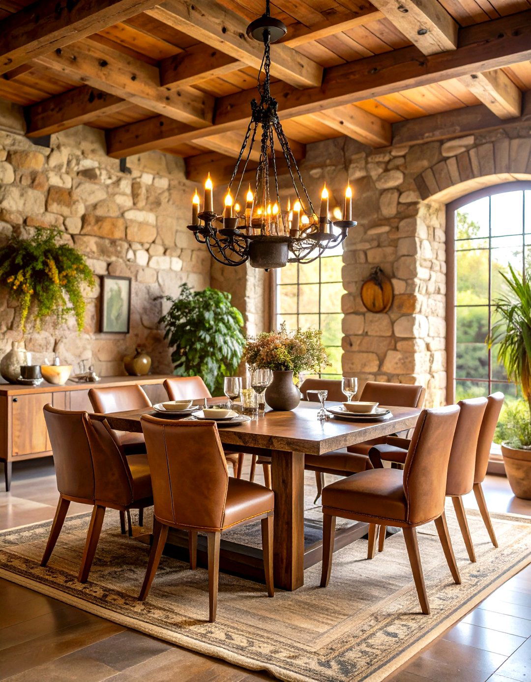 Rustic Neutral Dining Area - 24 Neutral Dining Room Ideas