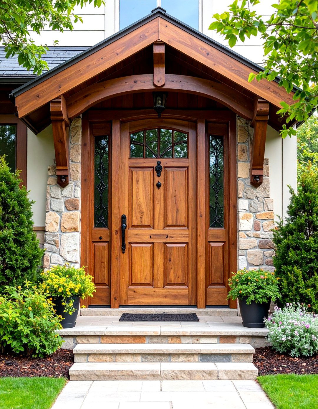 Rustic Oak Brown Entry Doors - 24 Brown Front Door Ideas