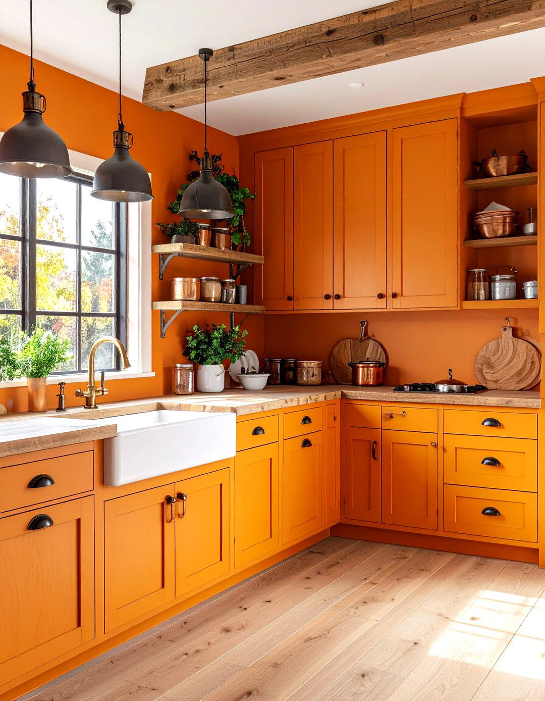 Rustic Orange Farmhouse Kitchen - 24 Orange Accent Wall Ideas