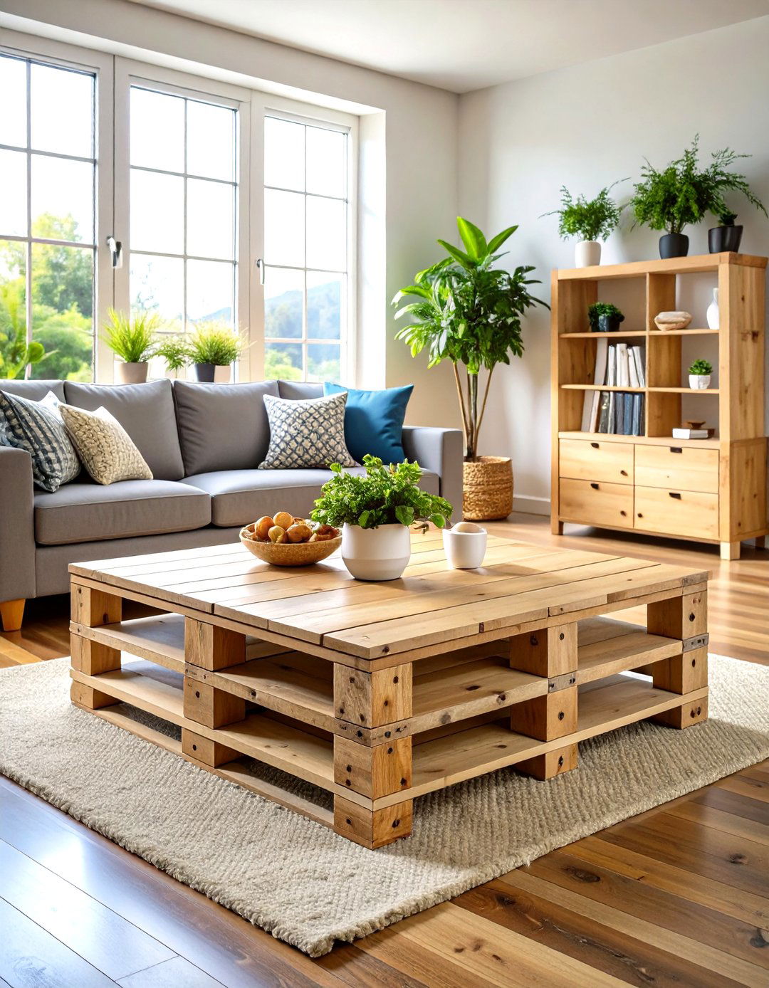 Rustic Pallet Coffee Table with Storage Compartments - 24 Pallet Furniture Ideas