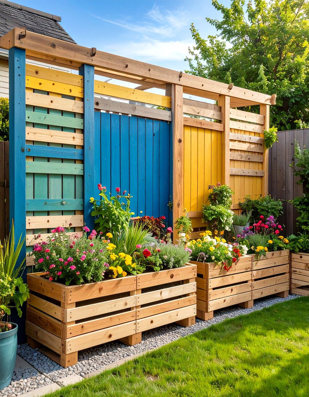 Rustic Pallet Wood Screens - 24 Privacy Patio Ideas