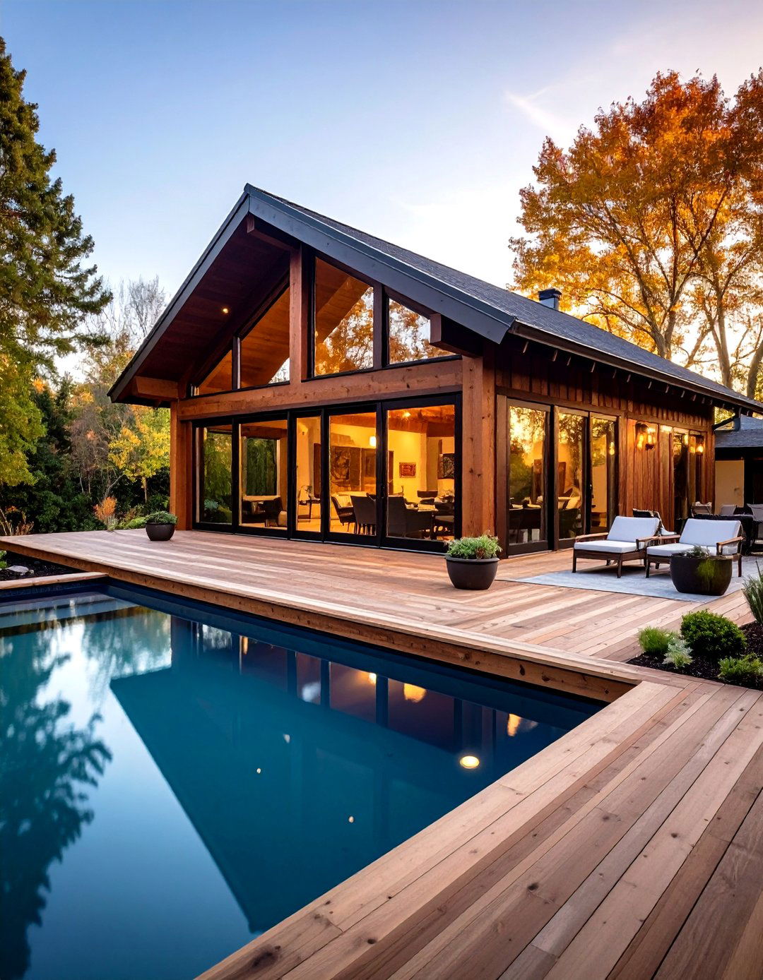 Rustic Pool House with Wraparound Deck - 24 Rustic Pool House Ideas