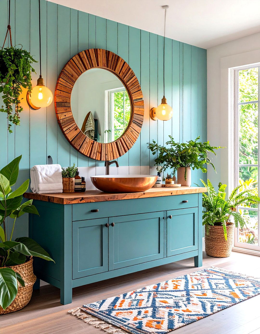 Rustic Powder Room with Vessel Sink - 24 Rustic Barndominium Interior Design Ideas