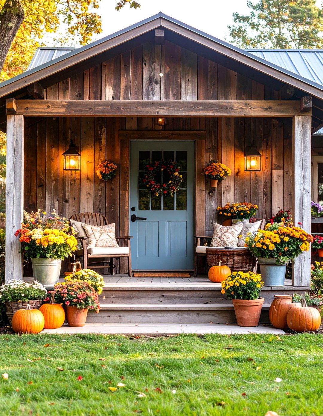 Rustic Reclaimed Wood Covered Porch - 24 Barndominium Front Porch Ideas