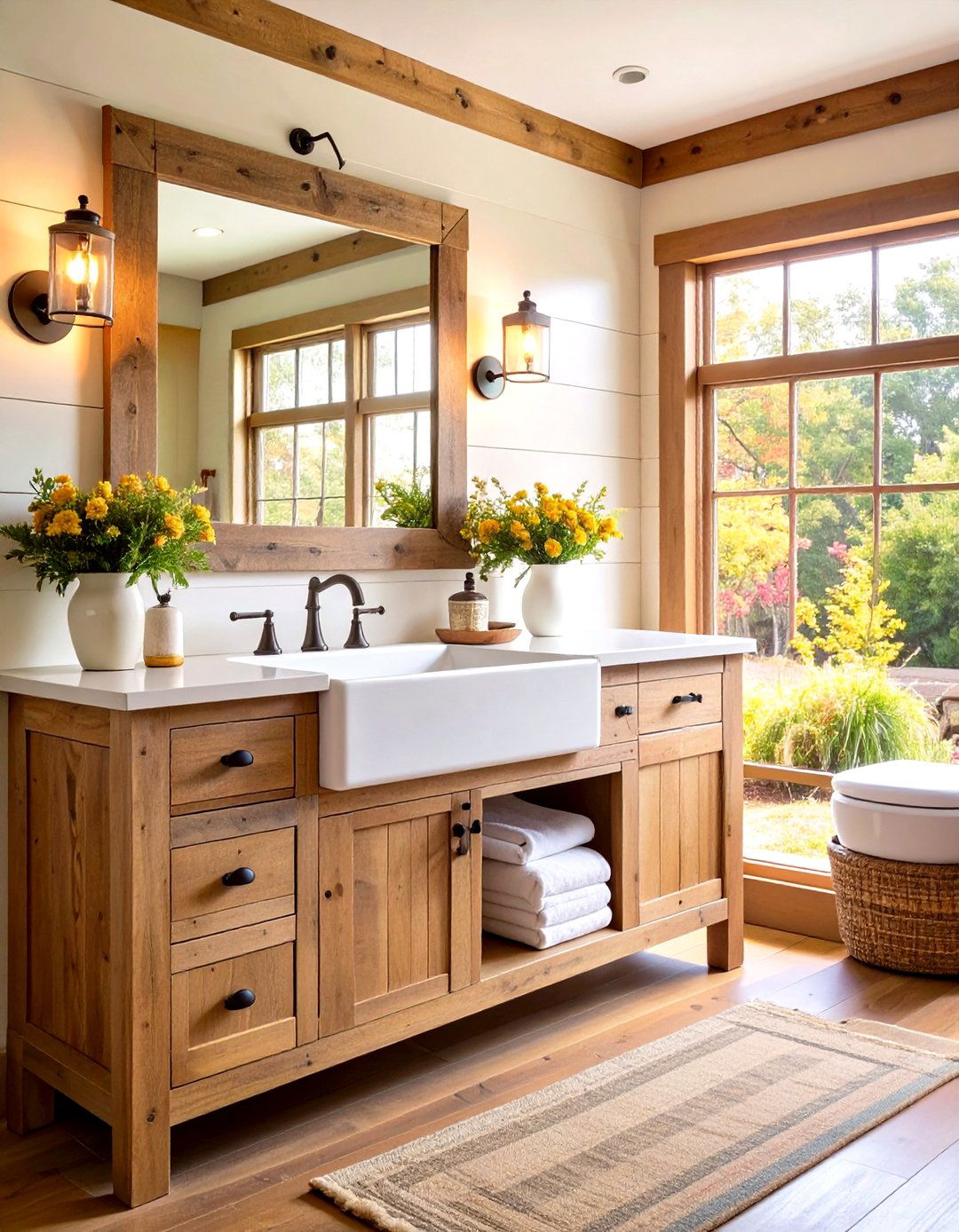 Rustic Reclaimed Wood Floating Vanity with Farmhouse Charm - 24 Floating Vanity Bathroom Ideas