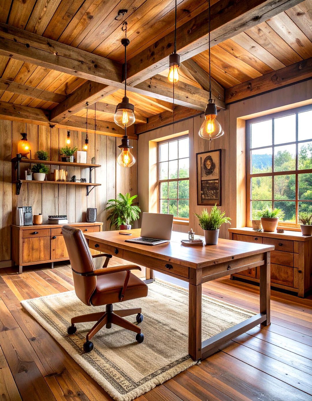 Rustic Reclaimed Wood Loft Office - 24 Loft Office Ideas