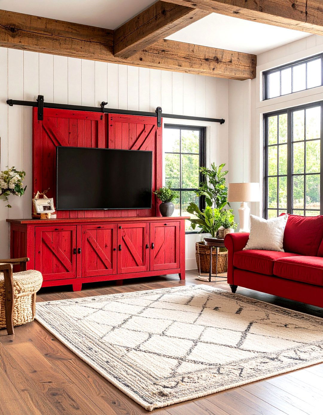 Rustic Red Barn Door Entertainment Centers - 24 Painted Furniture Ideas