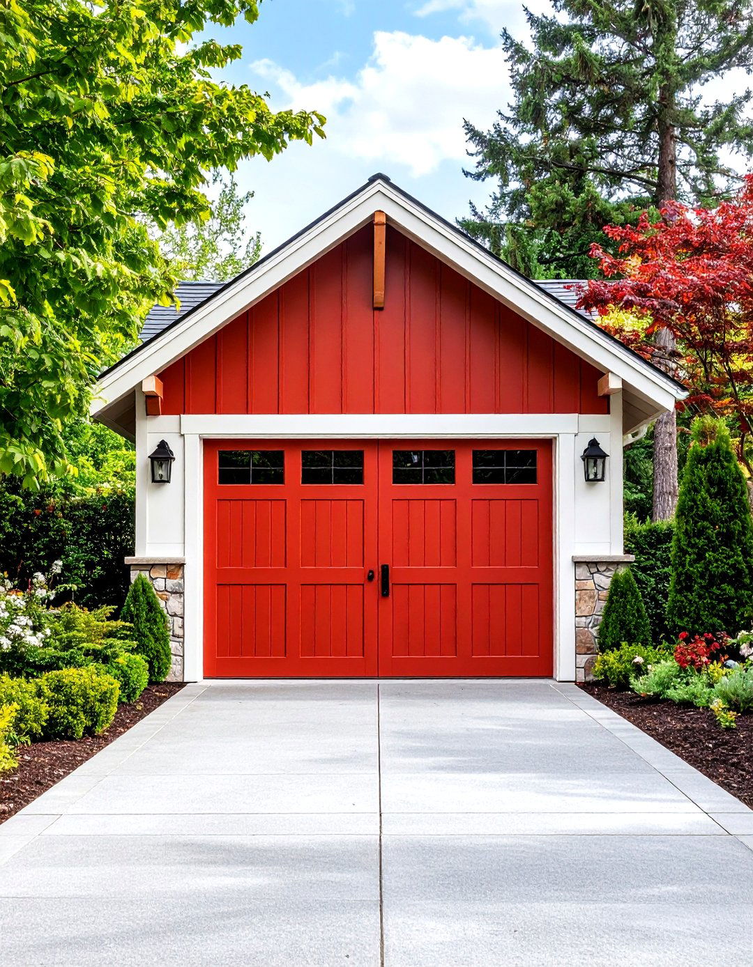 Rustic Red Barn Door Style - 24 Garage Door Paint Ideas