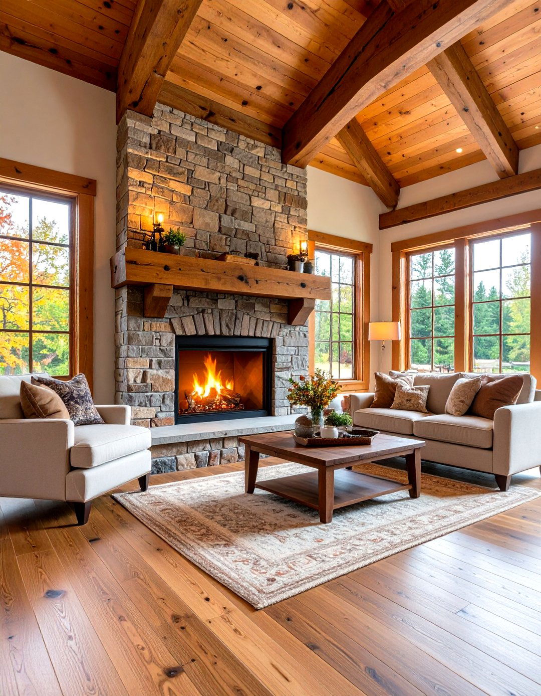 Rustic Shiplap Fireplace with Exposed Brick Hearth - 24 Shiplap Fireplace Ideas