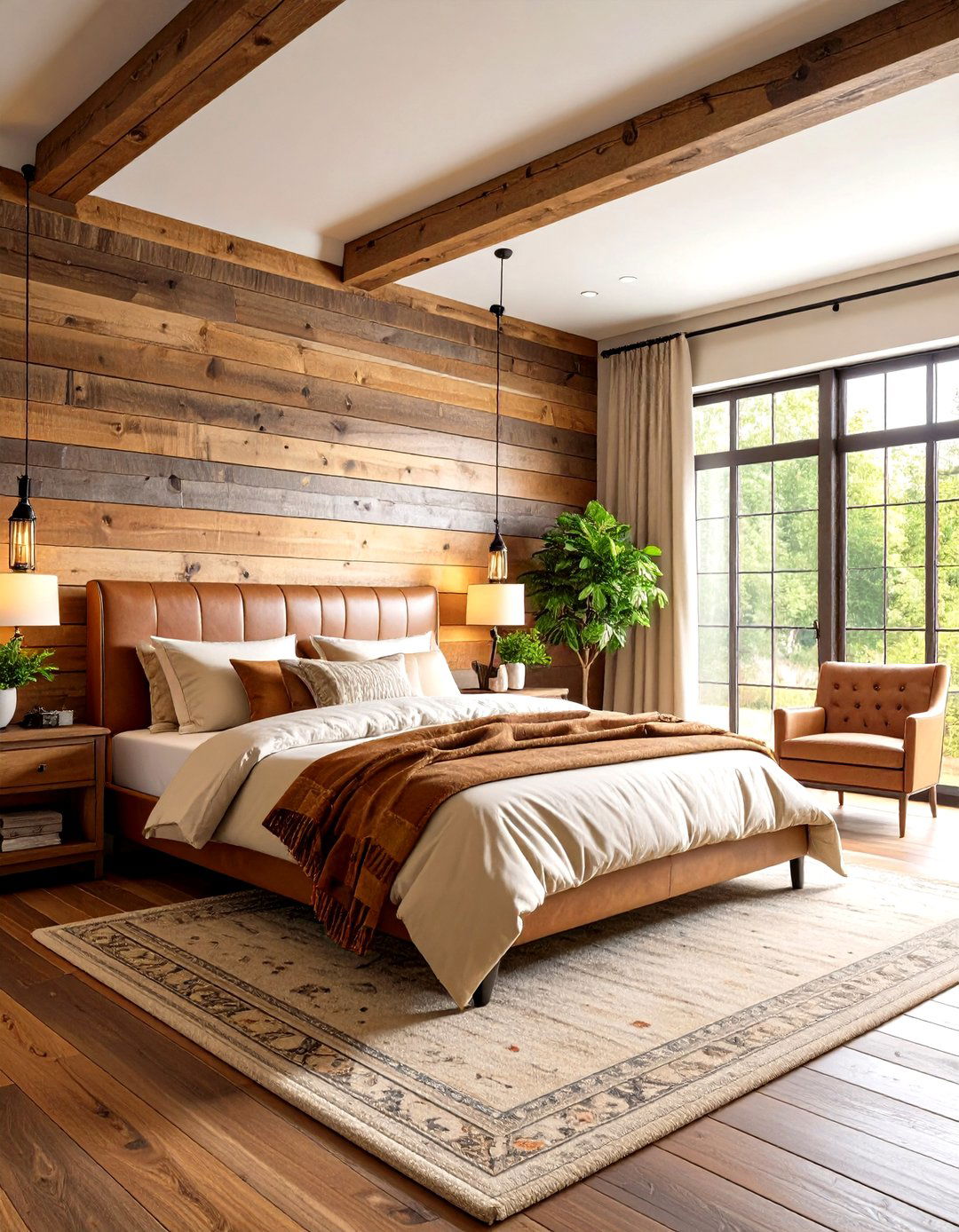 Rustic Shiplap with Wood Stain - 24 Shiplap Bedroom Ideas
