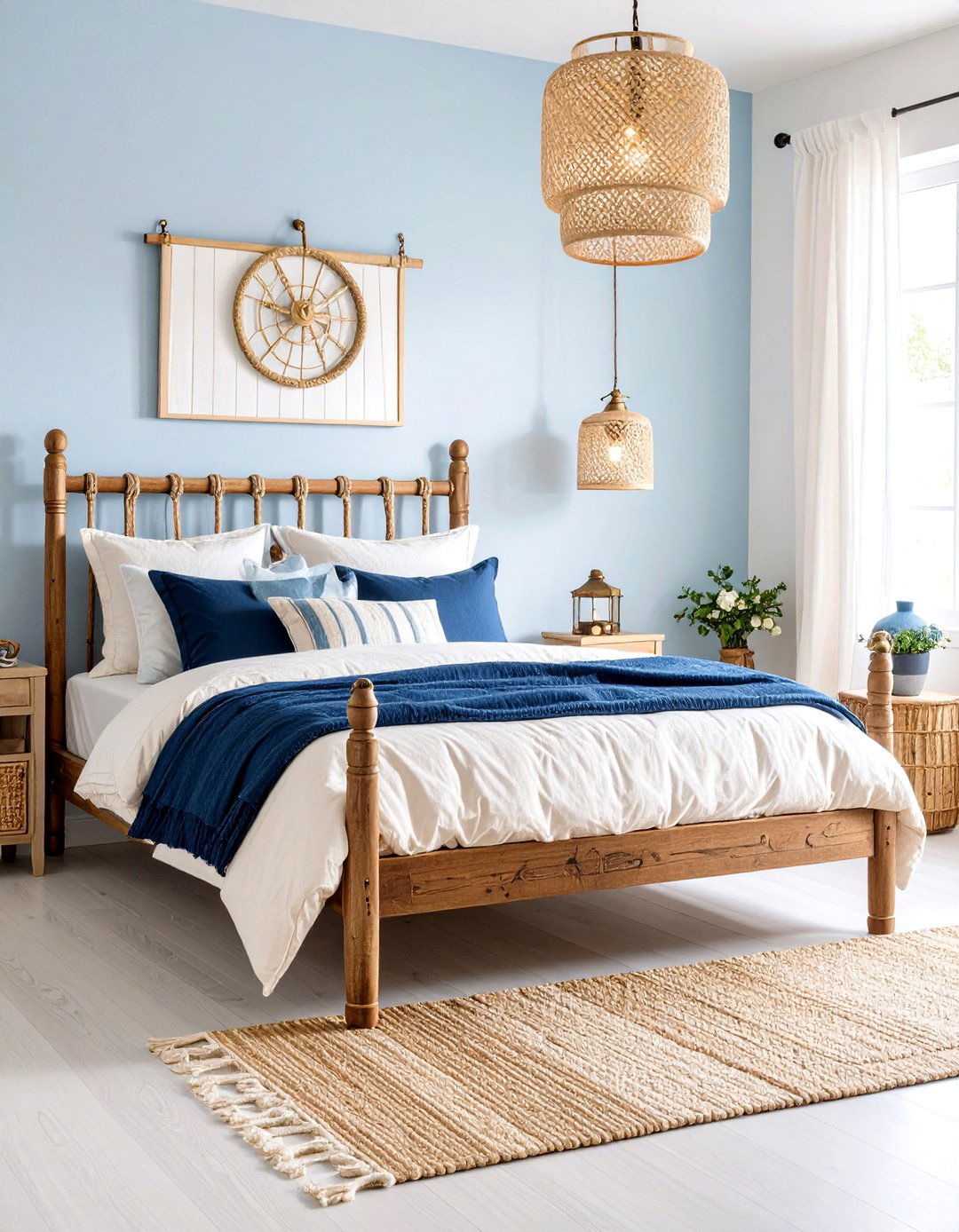 Rustic Shipwreck Inspired Bedroom with Distressed Naval Elements - 24 Boho Beach Bedroom Ideas