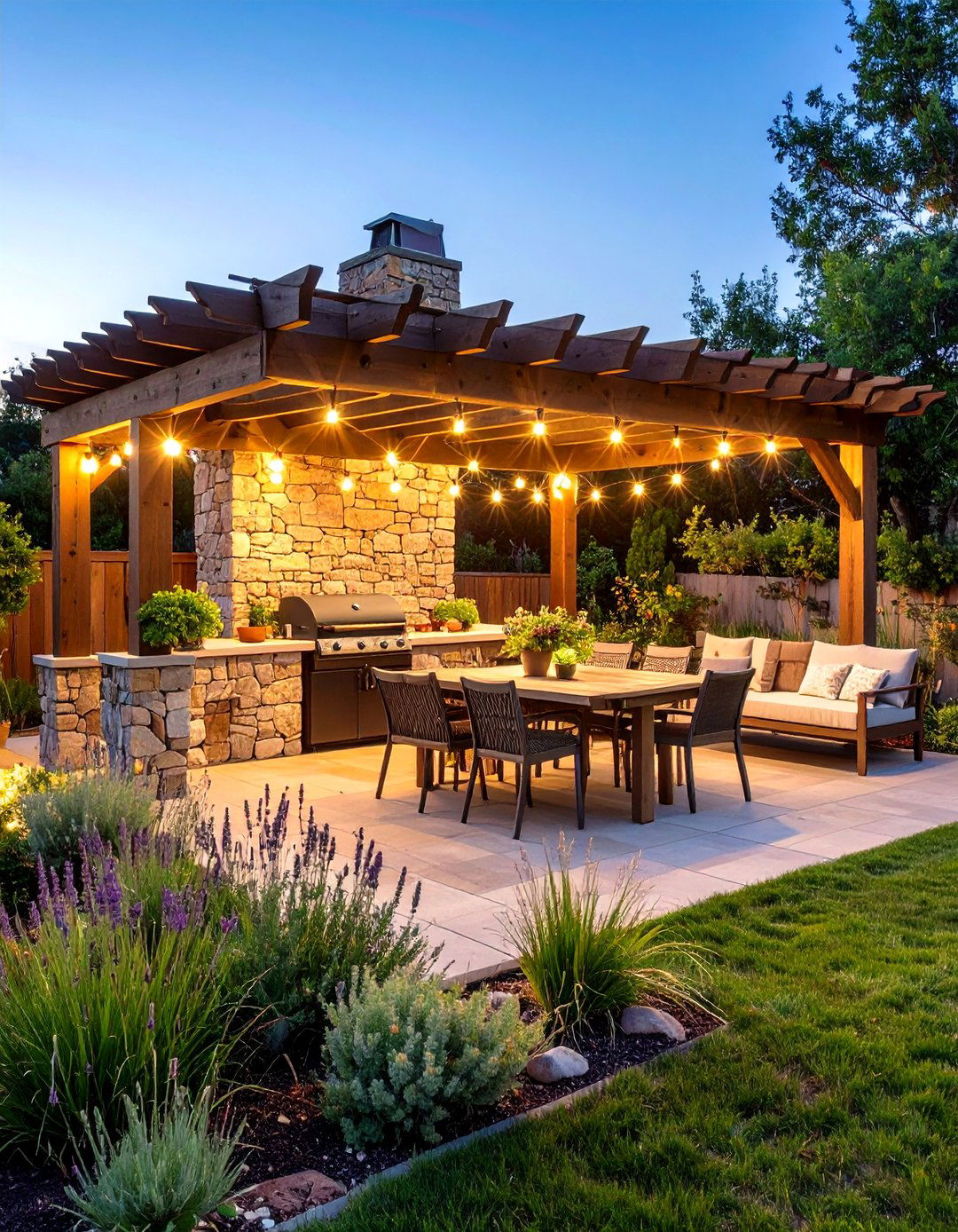 Rustic Stone BBQ Area with Natural Wood Accents - 24 bbq area ideas