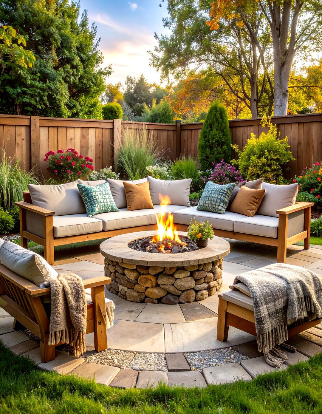 Rustic Stone Circle Fire Pit - 24 Wood Burning Fire Pit Ideas