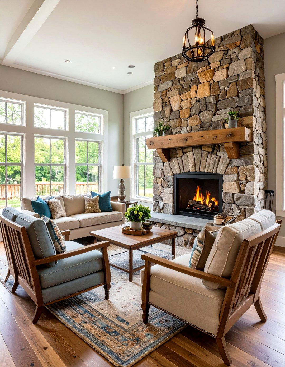 Rustic Stone Hearth Design - 24 Farmhouse Fireplace Ideas