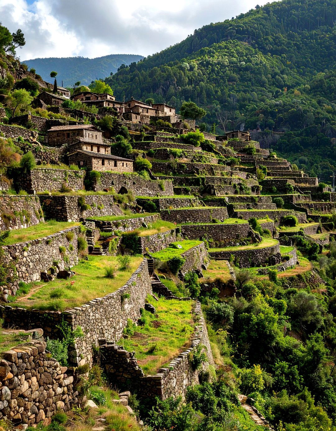 Rustic Stone Wall Terraces - 24 Greek Garden Ideas