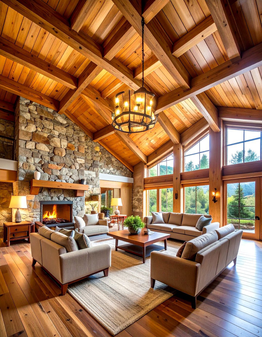 Rustic Stone and Wood Cathedral Combinations - 24 Cathedral Ceiling Ideas