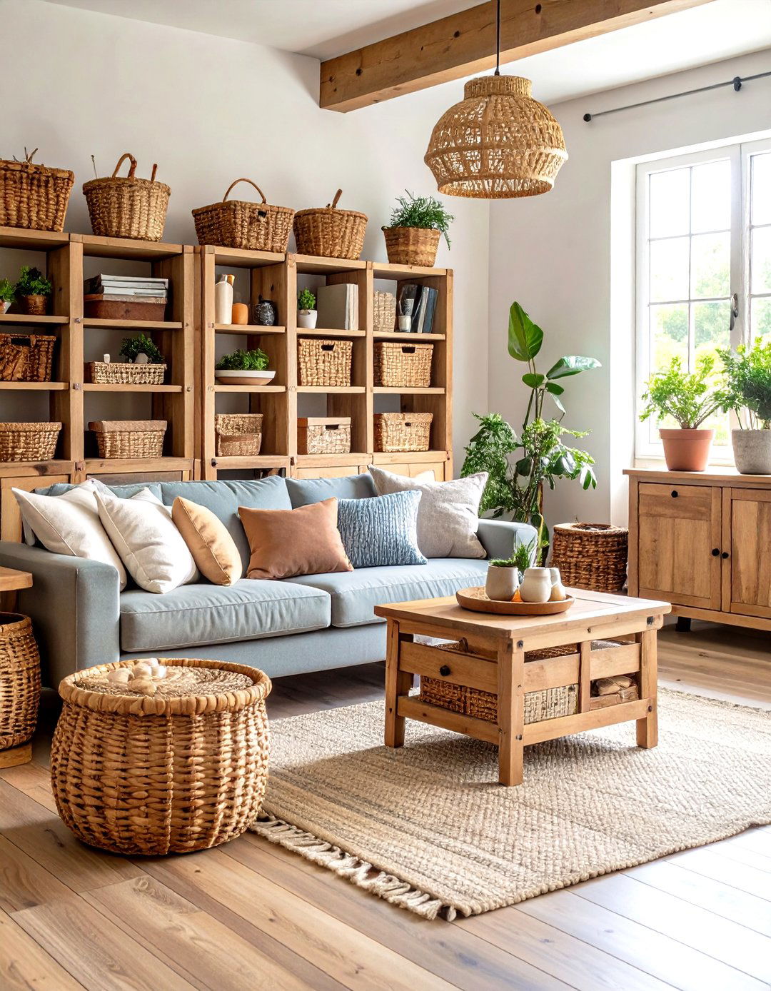 Rustic Storage Solutions - 24 Farmhouse Living Room Ideas