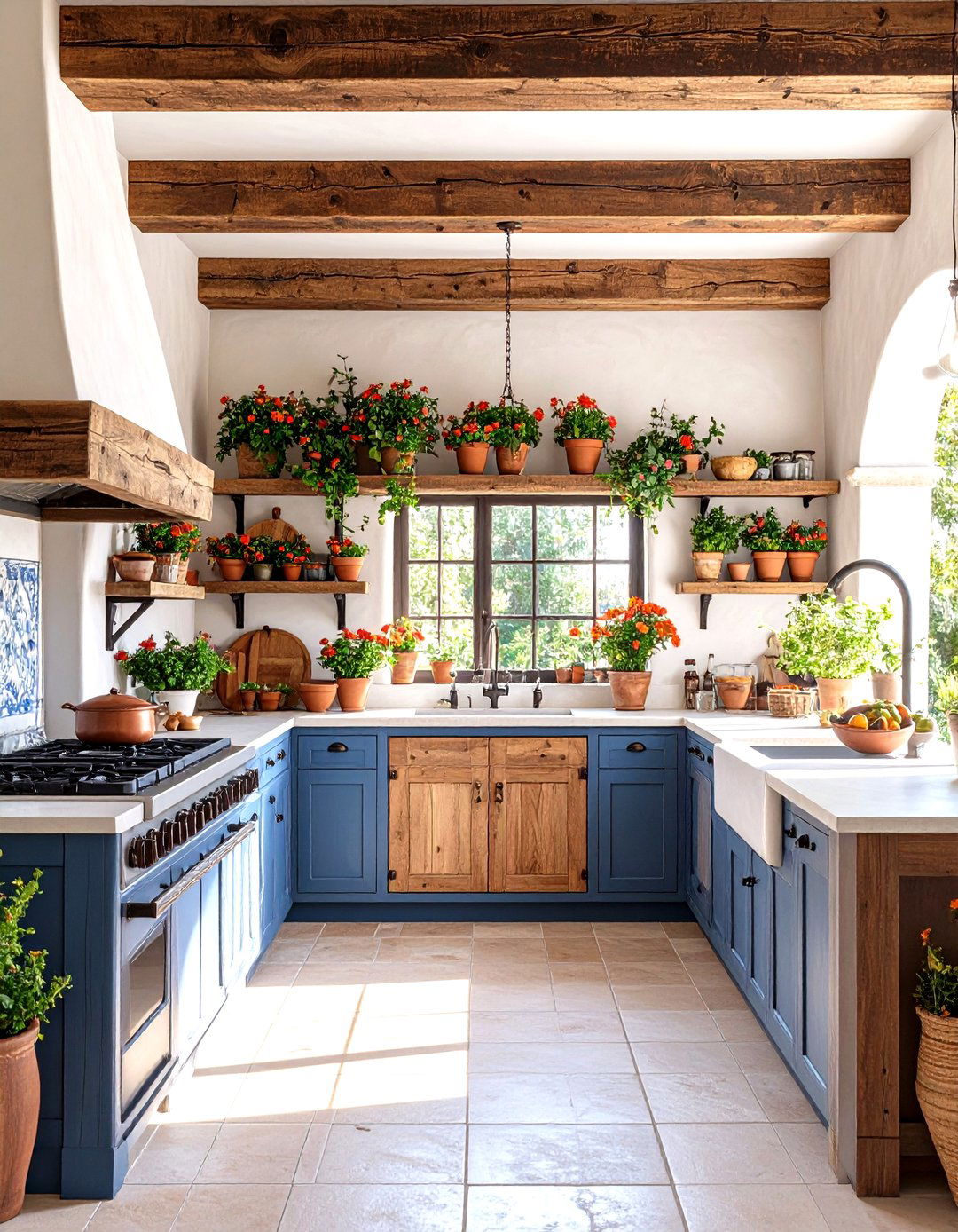 Rustic Stucco Kitchen with Exposed Wood Beam Details - 24 Stucco Outdoor Kitchen Ideas