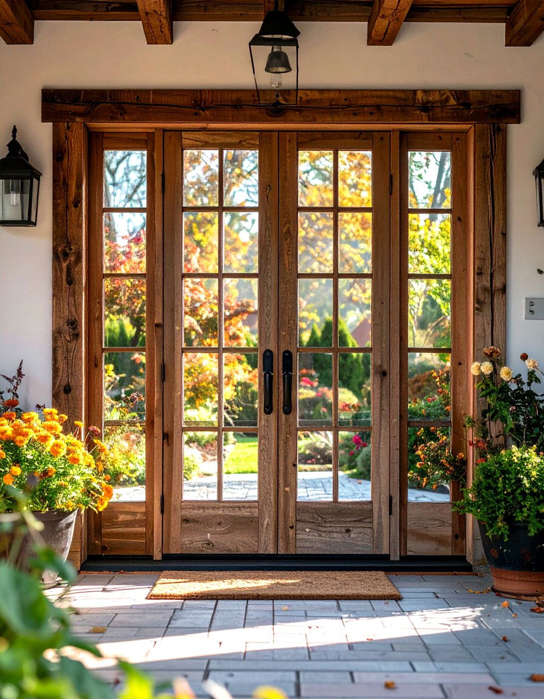 Rustic Textured Glass Farmhouse Style - 24 Glass Front Doors Ideas