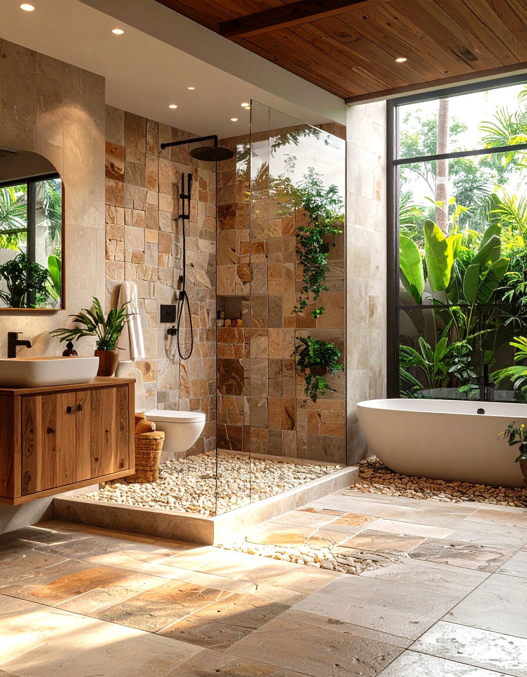 Rustic Tile Pattern Arrangements - 24 Rustic Walk-in Shower Ideas